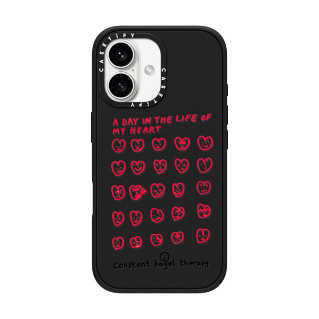 Constant Bagel Therapy x CASETiFY iPhone 16 Case Heart,Cartoon Matte Black Impact Case MagSafe Compatible a day in the life of my heart Mother's Day Constant Bagel Therapy x CASETiFY iPhone 16 Case Heart,Cartoon Matte Black Impact Case MagSafe Compatible a day in the life of my heart Mother's Day