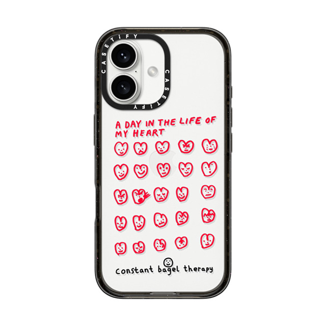 Constant Bagel Therapy x CASETiFY iPhone 16 Case Heart,Cartoon Black Impact Case a day in the life of my heart Mother's Day Constant Bagel Therapy x CASETiFY iPhone 16 Case Heart,Cartoon Black Impact Case a day in the life of my heart Mother's Day