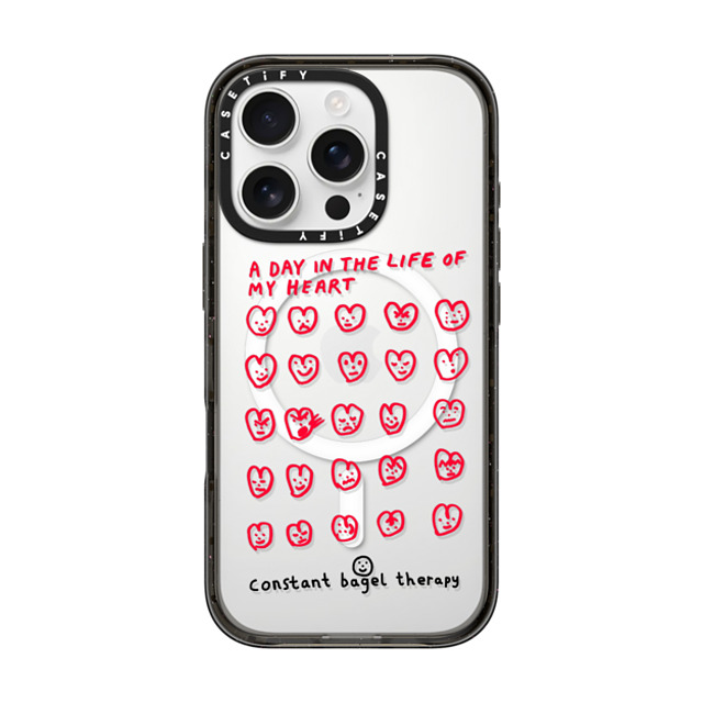Constant Bagel Therapy x CASETiFY iPhone 16 Pro Case Heart,Cartoon Black Impact Case MagSafe Compatible a day in the life of my heart Mother's Day Constant Bagel Therapy x CASETiFY iPhone 16 Pro Case Heart,Cartoon Black Impact Case MagSafe Compatible a day in the life of my heart Mother's Day