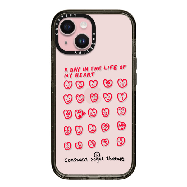 Constant Bagel Therapy x CASETiFY iPhone 15 Case Heart,Cartoon Black Impact Case a day in the life of my heart Mother's Day Constant Bagel Therapy x CASETiFY iPhone 15 Case Heart,Cartoon Black Impact Case a day in the life of my heart Mother's Day