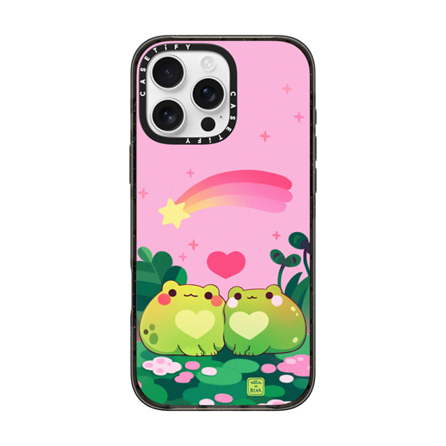 Ellievsbear x CASETiFY iPhone 16 Pro Max ケース ブラック インパクトケース MagSafe対応 Froggy love pink by ellievsbear