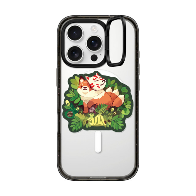Ellievsbear x CASETiFY iPhone 16 Pro ケース Animal,Cartoon ブラック インパクトリングスタンドケース MagSafe対応 Kitsune by ellievsbear Father's Day Ellievsbear x CASETiFY iPhone 16 Pro ケース Animal,Cartoon ブラック インパクトリングスタンドケース MagSafe対応 Kitsune by ellievsbear Father's Day
