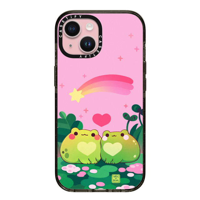 Ellievsbear x CASETiFY iPhone 15 ケース ブラック インパクトケース MagSafe対応 Froggy love pink by ellievsbear