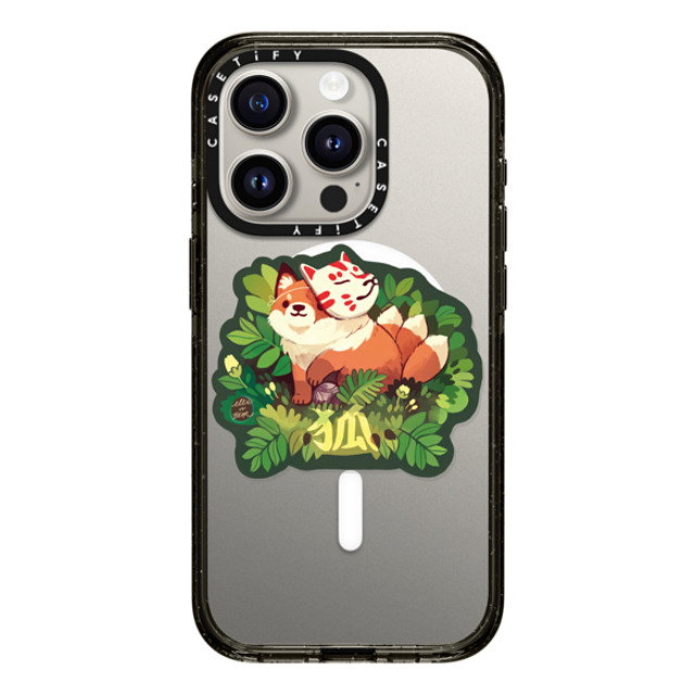 Ellievsbear x CASETiFY iPhone 15 Pro Case Animal,Cartoon Black Impact Case MagSafe Compatible Kitsune by ellievsbear Father's Day Ellievsbear x CASETiFY iPhone 15 Pro Case Animal,Cartoon Black Impact Case MagSafe Compatible Kitsune by ellievsbear Father's Day