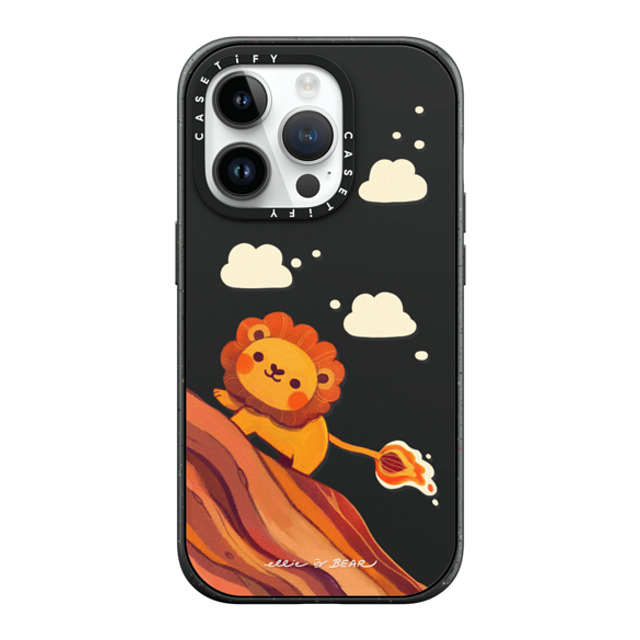 Ellievsbear x CASETiFY iPhone 14 Pro ケース マットブラック インパクトケース MagSafe対応 Baby Lion by ellievsbear