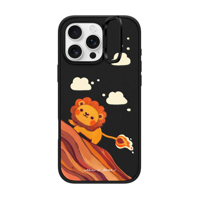 Ellievsbear x CASETiFY iPhone 16 Pro Max ケース マットブラック インパクトリングスタンドケース MagSafe対応 Baby Lion by ellievsbear