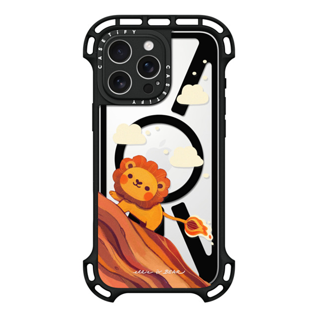 Ellievsbear x CASETiFY iPhone 16 Pro Max ケース ブラック ウルトラ バウンスケース MagSafe対応 Baby Lion by ellievsbear