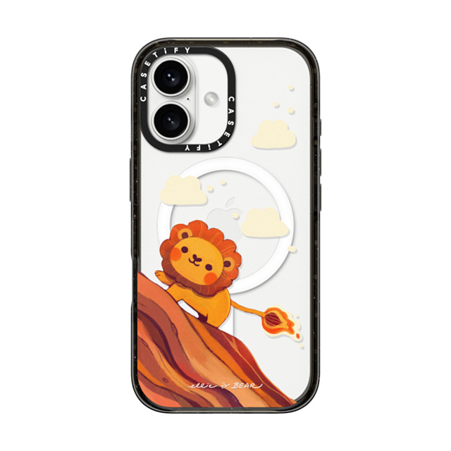 Ellievsbear x CASETiFY iPhone 16 ケース ブラック インパクトケース MagSafe対応 Baby Lion by ellievsbear