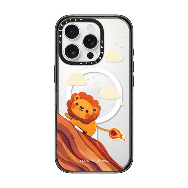 Ellievsbear x CASETiFY iPhone 16 Pro ケース ブラック インパクトケース MagSafe対応 Baby Lion by ellievsbear