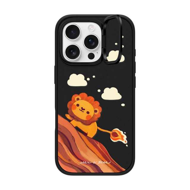 Ellievsbear x CASETiFY iPhone 16 Pro ケース マットブラック インパクトリングスタンドケース MagSafe対応 Baby Lion by ellievsbear