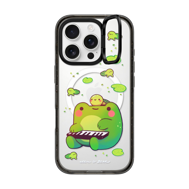 Ellievsbear x CASETiFY iPhone 16 Pro ケース Animal,Cartoon ブラック インパクトリングスタンドケース MagSafe対応 Frog Pianist by ellievsbear Father's Day Ellievsbear x CASETiFY iPhone 16 Pro ケース Animal,Cartoon ブラック インパクトリングスタンドケース MagSafe対応 Frog Pianist by ellievsbear Father's Day