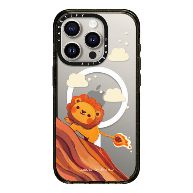 Ellievsbear x CASETiFY iPhone 15 Pro ケース ブラック インパクトケース MagSafe対応 Baby Lion by ellievsbear