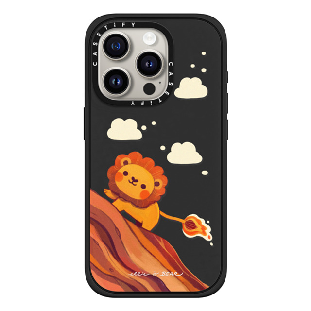 Ellievsbear x CASETiFY iPhone 15 Pro ケース マットブラック インパクトケース MagSafe対応 Baby Lion by ellievsbear