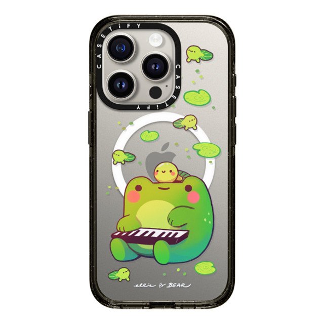 Ellievsbear x CASETiFY iPhone 15 Pro ケース ブラック インパクトケース MagSafe対応 Frog Pianist by ellievsbear