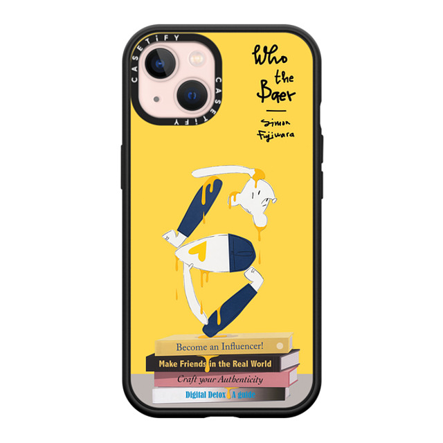 Simon Fujiwara x CASETiFY iPhone 13 ケース マットブラック インパクトケース MagSafe対応 Self-Help Who? (Digital Delirium) (Yellow)