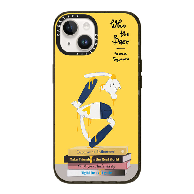 Simon Fujiwara x CASETiFY iPhone 14 ケース ブラック インパクトケース Self-Help Who? (Digital Delirium) (Yellow)