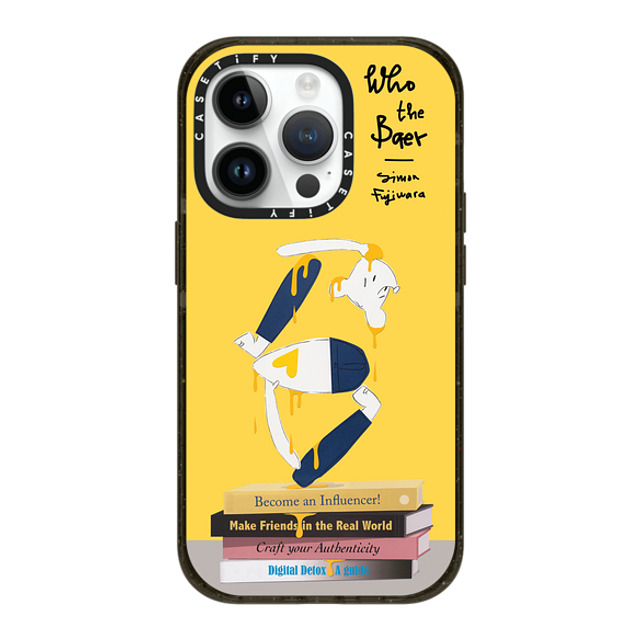 Simon Fujiwara x CASETiFY iPhone 14 Pro ケース ブラック インパクトケース MagSafe対応 Self-Help Who? (Digital Delirium) (Yellow)