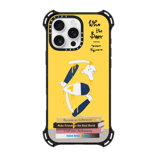 Simon Fujiwara x CASETiFY iPhone 16 Pro Max ケース ブラック バウンスケース Self-Help Who? (Digital Delirium) (Yellow)