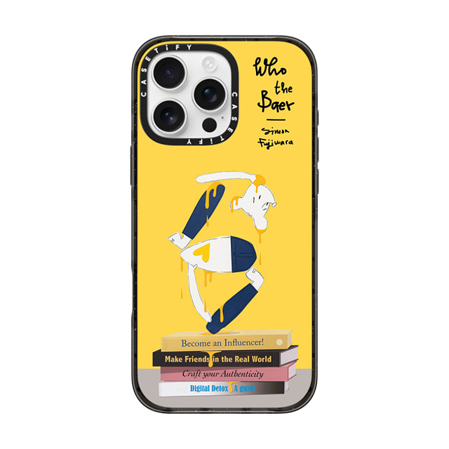 Simon Fujiwara x CASETiFY iPhone 16 Pro Max ケース ブラック インパクトケース MagSafe対応 Self-Help Who? (Digital Delirium) (Yellow)