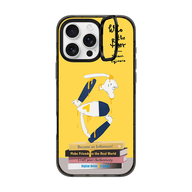 Simon Fujiwara x CASETiFY iPhone 16 Pro Max ケース ブラック インパクトリングスタンドケース MagSafe対応 Self-Help Who? (Digital Delirium) (Yellow)