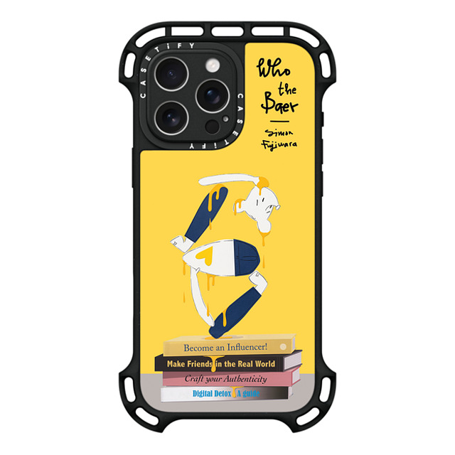 Simon Fujiwara x CASETiFY iPhone 16 Pro Max ケース ブラック ウルトラ バウンスケース MagSafe対応 Self-Help Who? (Digital Delirium) (Yellow)