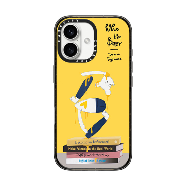 Simon Fujiwara x CASETiFY iPhone 16 ケース ブラック インパクトケース MagSafe対応 Self-Help Who? (Digital Delirium) (Yellow)