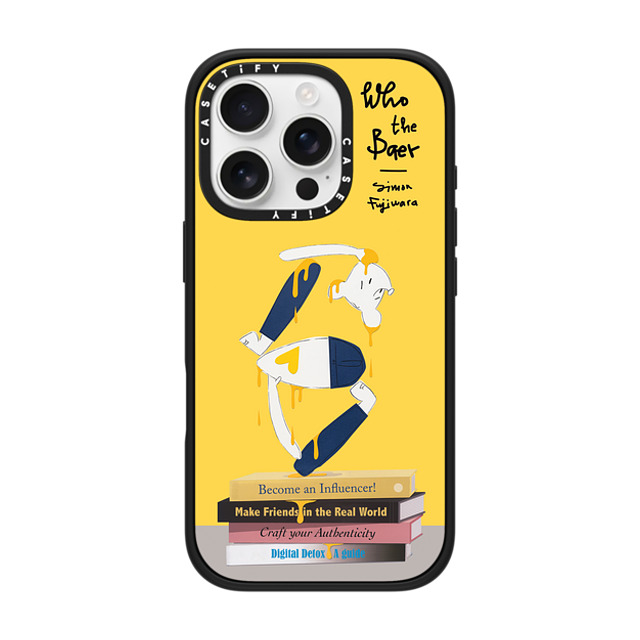 Simon Fujiwara x CASETiFY iPhone 16 Pro ケース マットブラック インパクトケース MagSafe対応 Self-Help Who? (Digital Delirium) (Yellow)