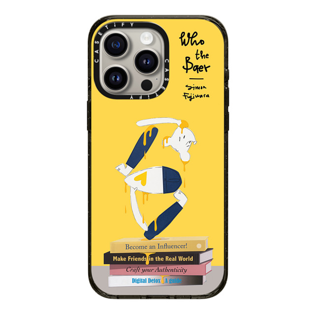 Simon Fujiwara x CASETiFY iPhone 15 Pro Max ケース ブラック インパクトケース Self-Help Who? (Digital Delirium) (Yellow)