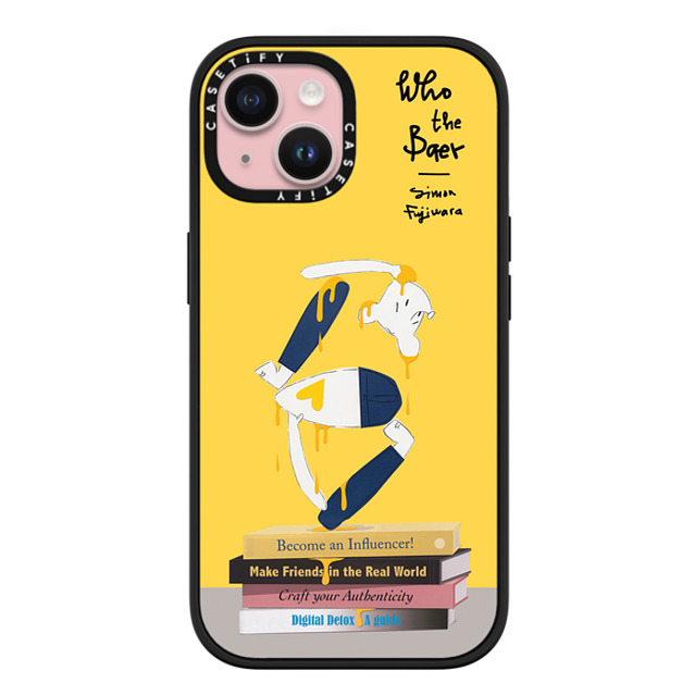 Simon Fujiwara x CASETiFY iPhone 15 ケース マットブラック インパクトケース MagSafe対応 Self-Help Who? (Digital Delirium) (Yellow)