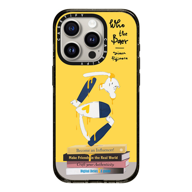 Simon Fujiwara x CASETiFY iPhone 15 Pro ケース ブラック インパクトケース Self-Help Who? (Digital Delirium) (Yellow)