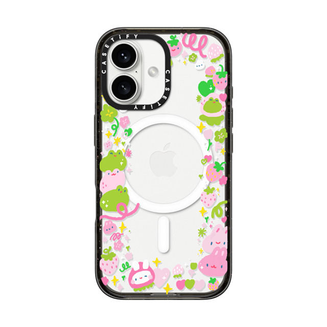Tabetaaii x CASETiFY iPhone 16 ケース Floral,Bunny ブラック インパクトケース MagSafe対応 bun & frog by tabetaaii Back to School Tabetaaii x CASETiFY iPhone 16 ケース Floral,Bunny ブラック インパクトケース MagSafe対応 bun & frog by tabetaaii Back to School