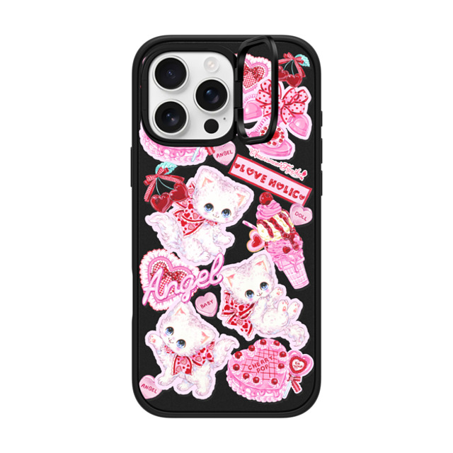 Amenomori Fumika x CASETiFY iPhone 16 Pro Max ケース マットブラック インパクトリングスタンドケース MagSafe対応 Popping Love