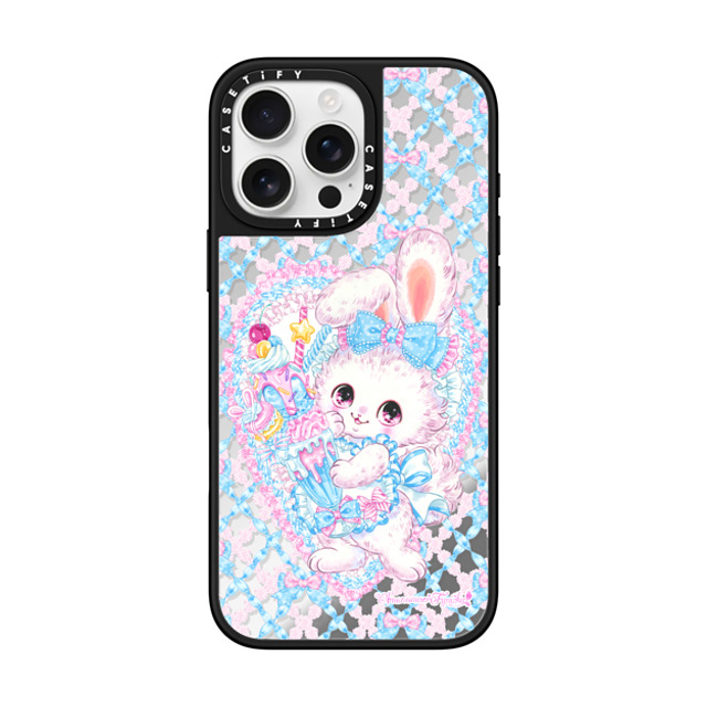 Amenomori Fumika x CASETiFY iPhone 16 Pro Max ケース Animal,Cartoon Silver on Black ミラーケース MagSafe対応 Fancy Bunny Back to School Amenomori Fumika x CASETiFY iPhone 16 Pro Max ケース Animal,Cartoon Silver on Black ミラーケース MagSafe対応 Fancy Bunny Back to School