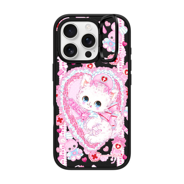 Amenomori Fumika x CASETiFY iPhone 16 Pro ケース マットブラック インパクトリングスタンドケース MagSafe対応 Love Holic