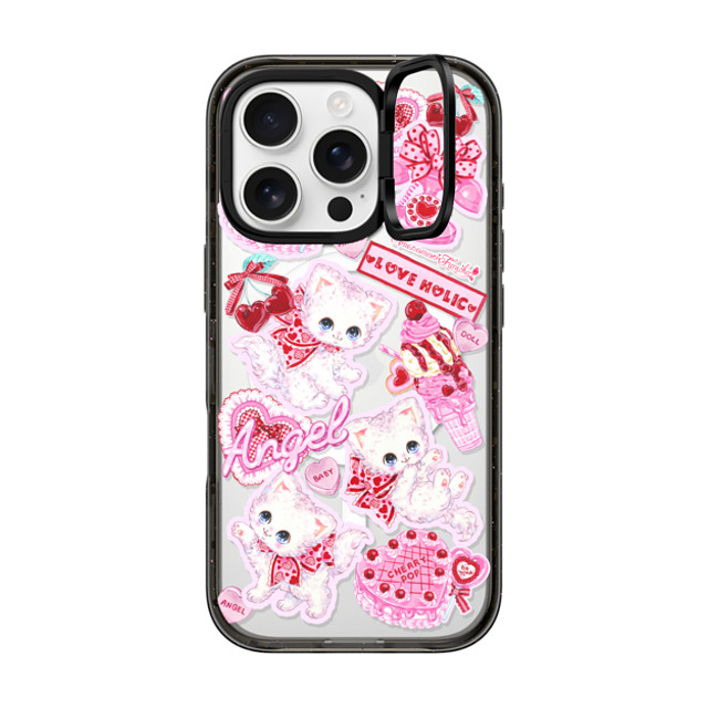 Amenomori Fumika x CASETiFY iPhone 16 Pro ケース ブラック インパクトリングスタンドケース MagSafe対応 Popping Love