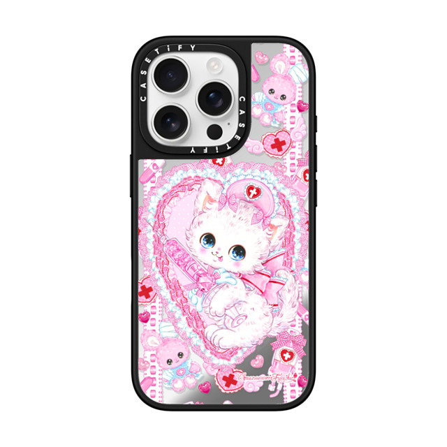 Amenomori Fumika x CASETiFY iPhone 16 Pro ケース Silver on Black ミラーケース MagSafe対応 Love Holic