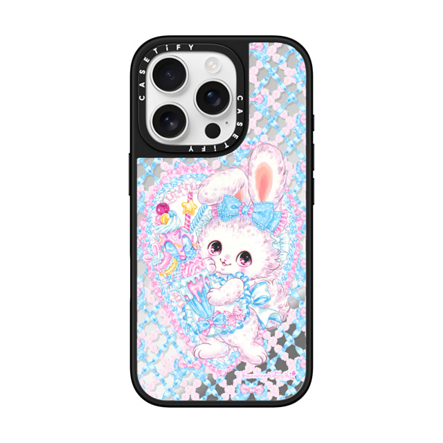 Amenomori Fumika x CASETiFY iPhone 16 Pro ケース Animal,Cartoon Silver on Black ミラーケース MagSafe対応 Fancy Bunny Back to School Amenomori Fumika x CASETiFY iPhone 16 Pro ケース Animal,Cartoon Silver on Black ミラーケース MagSafe対応 Fancy Bunny Back to School
