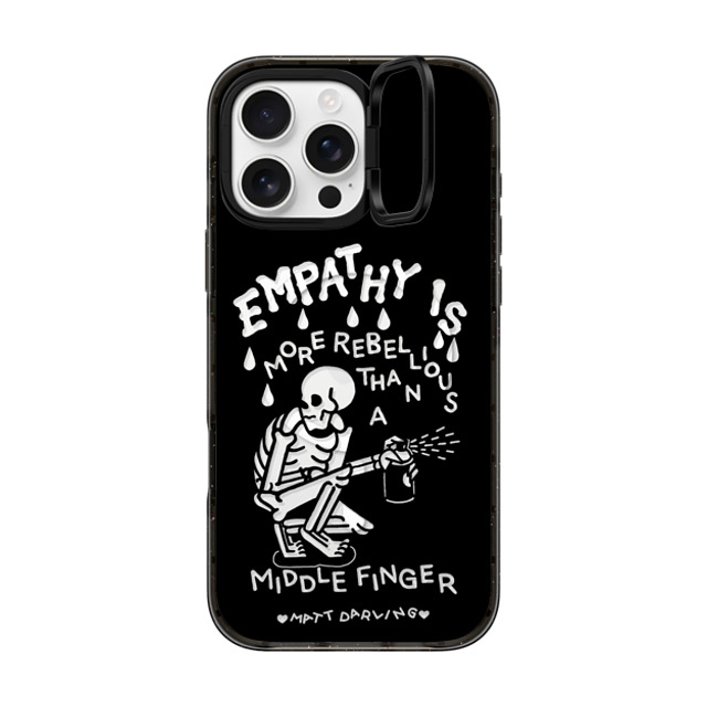 Matt Darling x CASETiFY iPhone 16 Pro Max ケース ブラック インパクトリングスタンドケース MagSafe対応 empathy is more rebellious than a middle finger