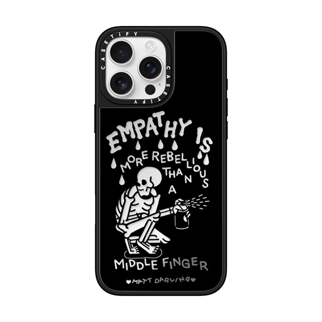 Matt Darling x CASETiFY iPhone 16 Pro Max ケース Silver on Black ミラーケース MagSafe対応 empathy is more rebellious than a middle finger