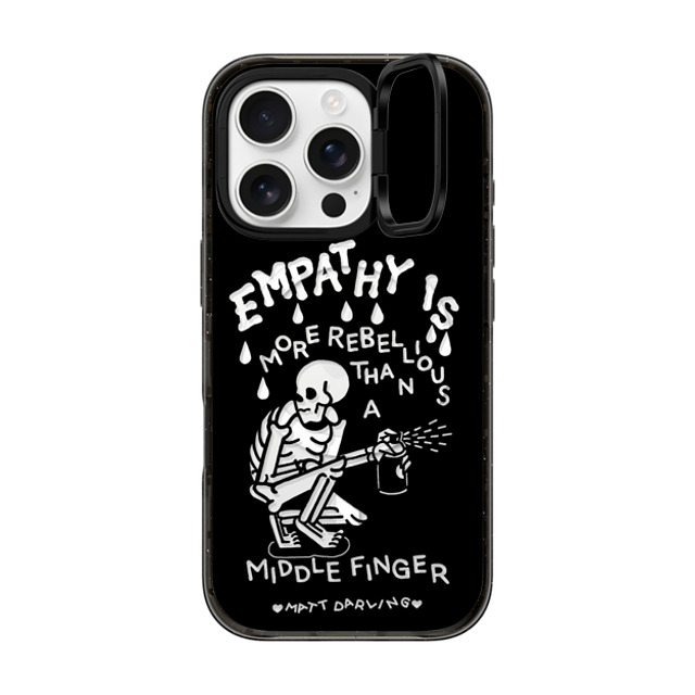 Matt Darling x CASETiFY iPhone 16 Pro ケース ブラック インパクトリングスタンドケース MagSafe対応 empathy is more rebellious than a middle finger