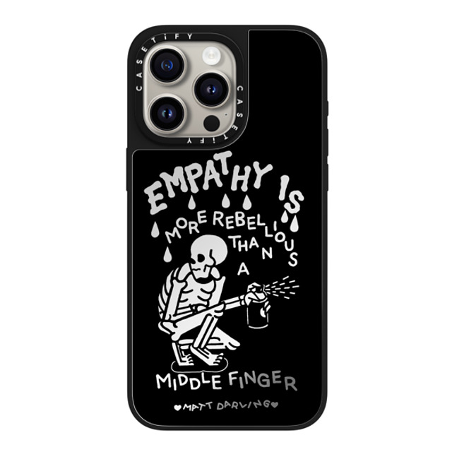 Matt Darling x CASETiFY iPhone 15 Pro Max ケース Silver on Black ミラーケース MagSafe対応 empathy is more rebellious than a middle finger