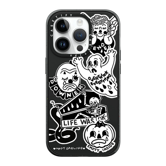 Matt Darling x CASETiFY iPhone 14 Pro ケース マットブラック インパクトケース MagSafe対応 matt darling sticker case