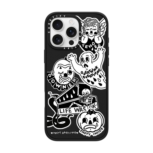 Matt Darling x CASETiFY iPhone 16 Pro Max ケース マットブラック インパクトケース MagSafe対応 matt darling sticker case