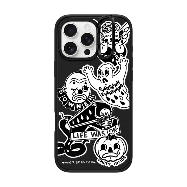 Matt Darling x CASETiFY iPhone 16 Pro Max ケース マットブラック インパクトリングスタンドケース MagSafe対応 matt darling sticker case