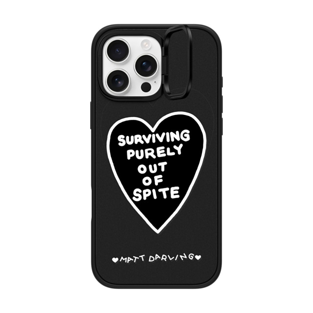 Matt Darling x CASETiFY iPhone 16 Pro Max ケース マットブラック インパクトリングスタンドケース MagSafe対応 surviving purely out of spite