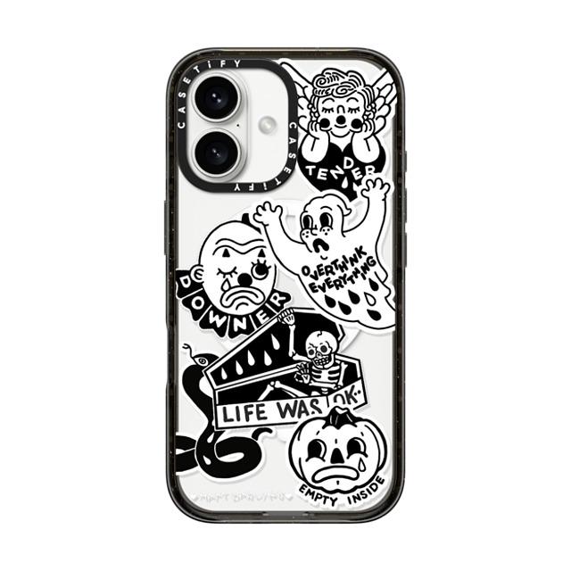 Matt Darling x CASETiFY iPhone 16 ケース ブラック インパクトケース MagSafe対応 matt darling sticker case