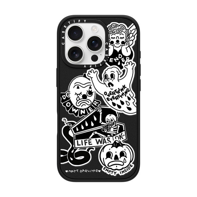 Matt Darling x CASETiFY iPhone 16 Pro ケース マットブラック インパクトケース MagSafe対応 matt darling sticker case