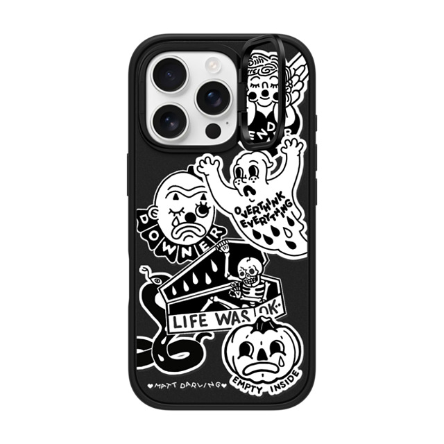 Matt Darling x CASETiFY iPhone 16 Pro ケース マットブラック インパクトリングスタンドケース MagSafe対応 matt darling sticker case