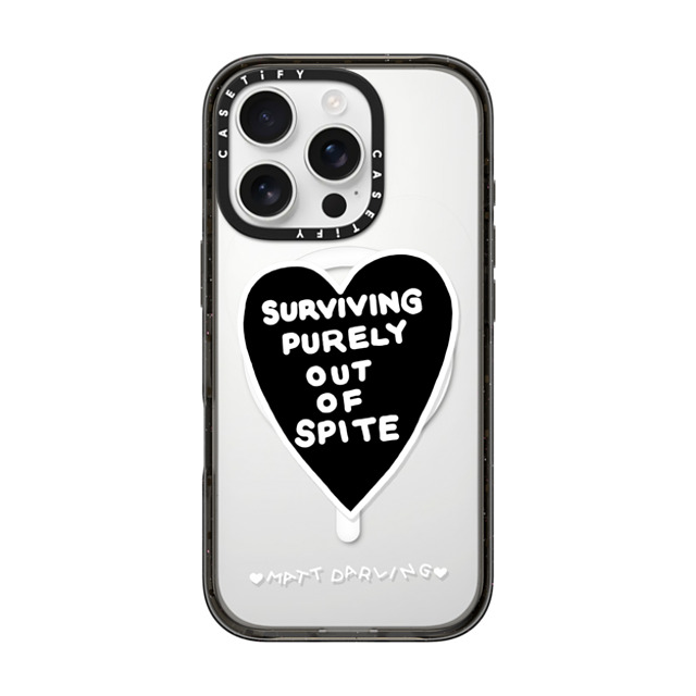 Matt Darling x CASETiFY iPhone 16 Pro ケース ブラック インパクトケース MagSafe対応 surviving purely out of spite