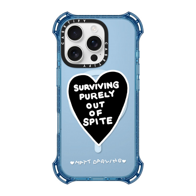 Matt Darling x CASETiFY iPhone 16 Pro Case Heart,Quote ベイビーブルー バウンスケース surviving purely out of spite Back to School Matt Darling x CASETiFY iPhone 16 Pro Case Heart,Quote ベイビーブルー バウンスケース surviving purely out of spite Back to School